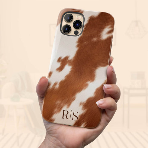 Custom Initials Cowhide iPhone Case